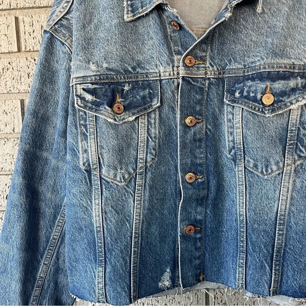 Free People Amelia Slouchy Denim Trucker Jacket Size Small - Picture 6 of 8